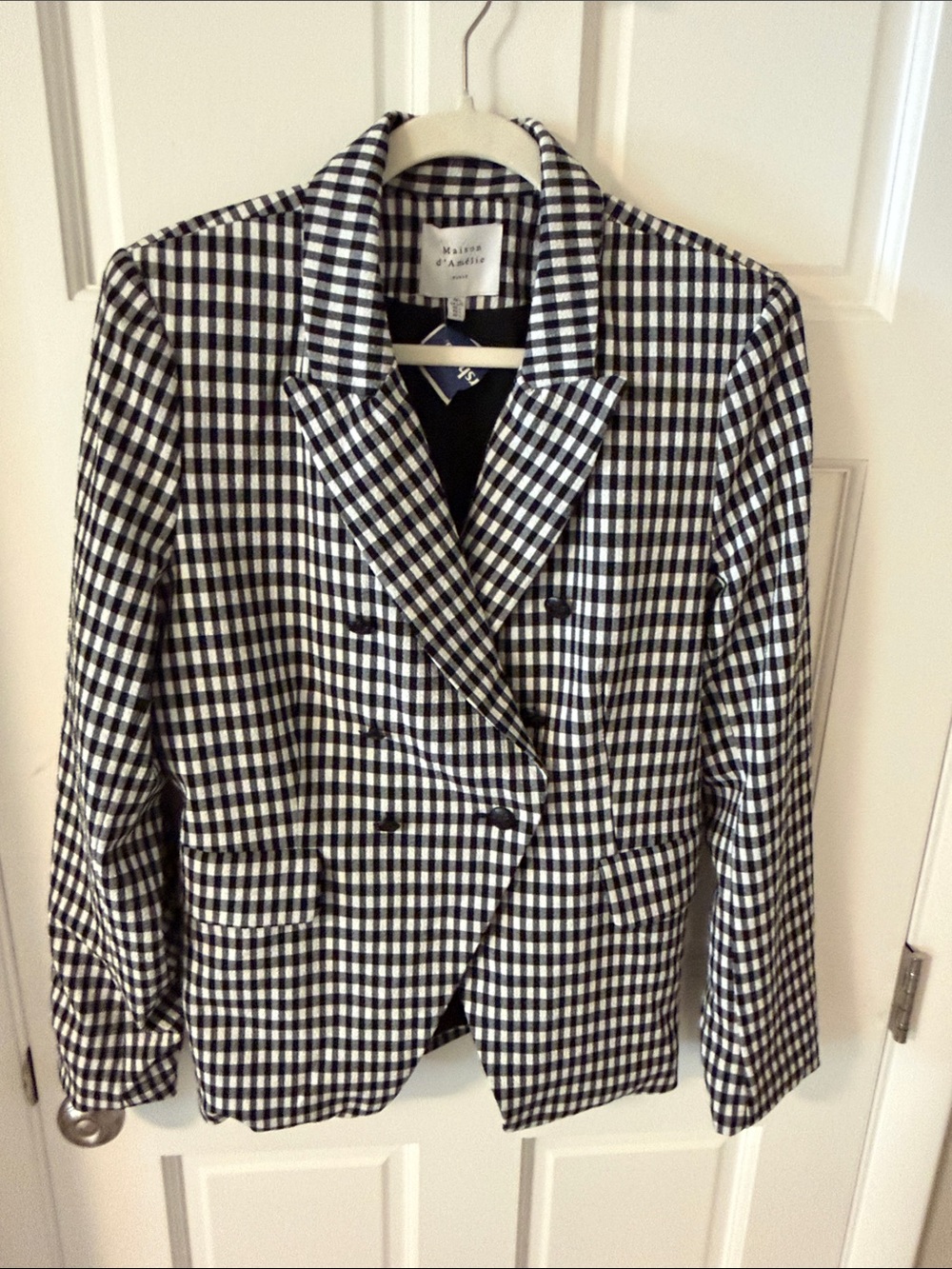 NWT Maison d'Amelie Black & White Gingham
Double-Breasted Blazer Preppy Large